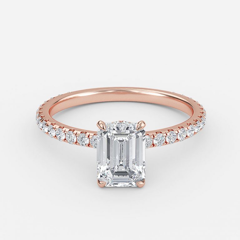 Emerald Hidden Halo Engagement Ring