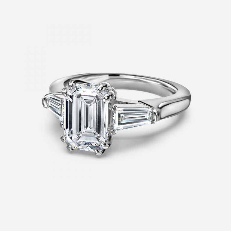 Emerald Three Stone Engagement Ring