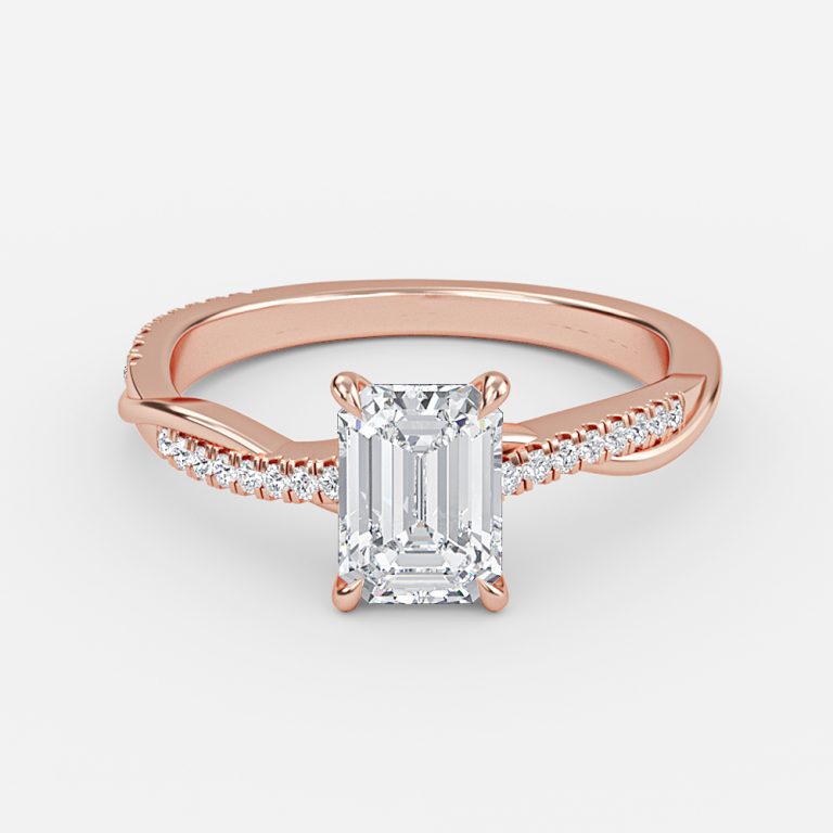 Emerald Diamond Band Engagement Ring
