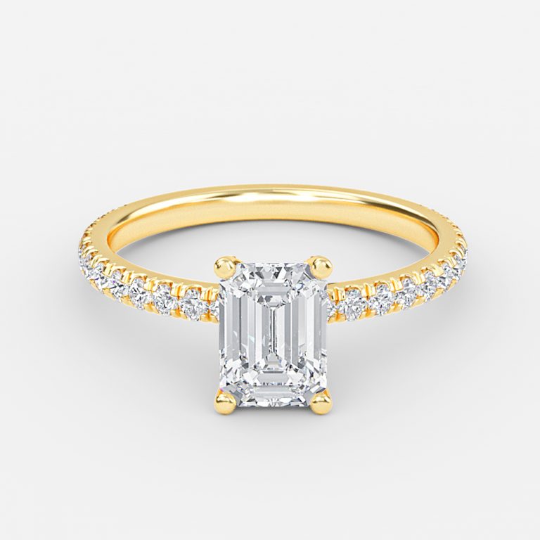 Emerald Diamond Band Engagement Ring