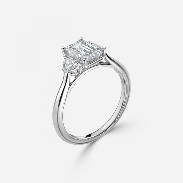 Emerald Three Stone Engagement Ring