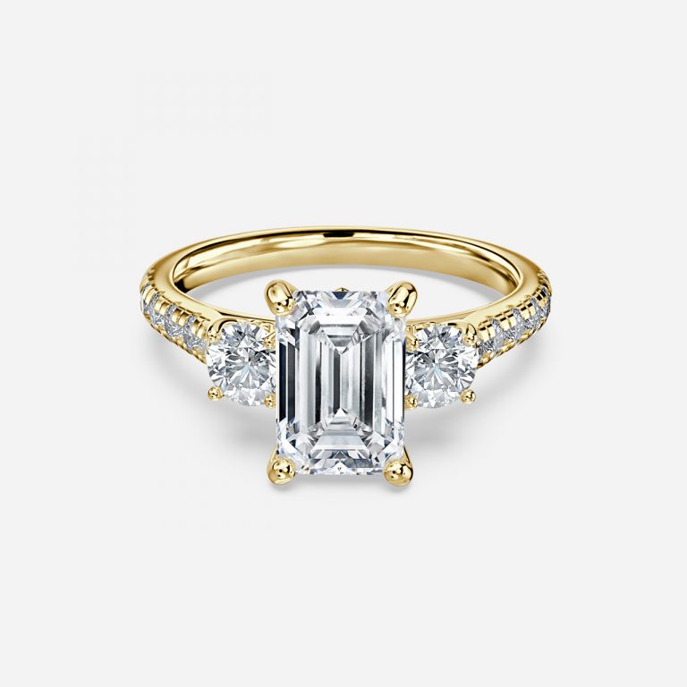 Emerald Three Stone Engagement Ring