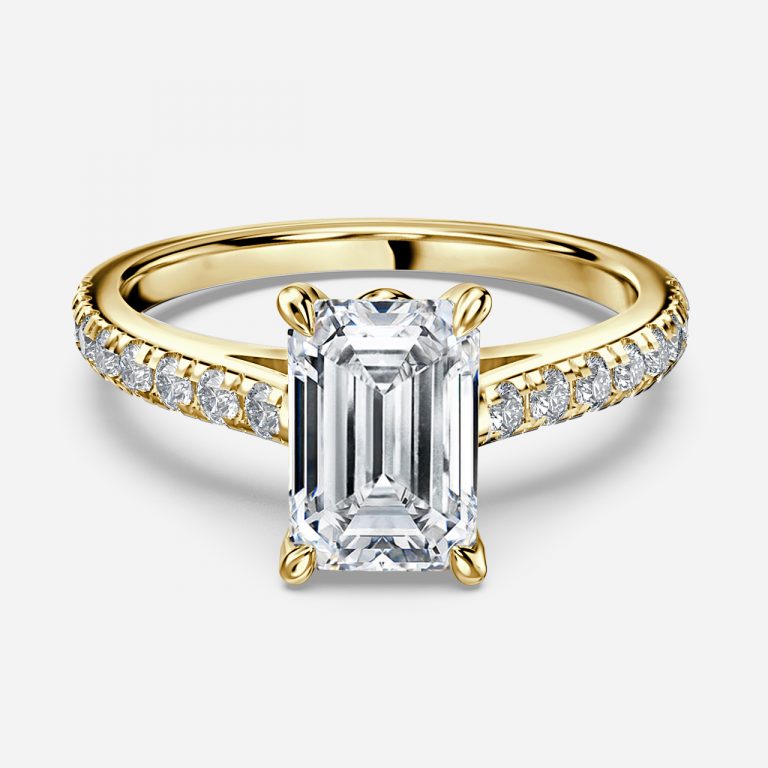 Emerald Diamond Band Engagement Ring