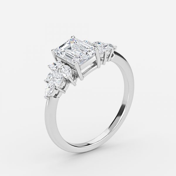 Emerald Cluster Engagement Ring