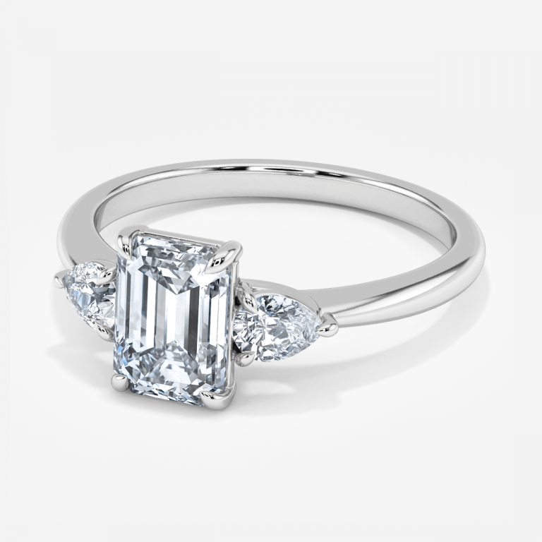 Emerald Three Stone Engagement Ring