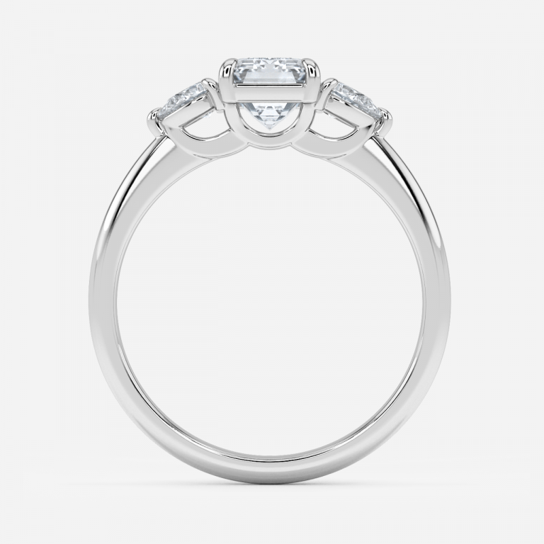 Emerald Three Stone Engagement Ring