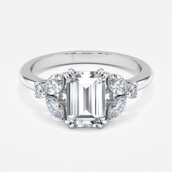 Emerald Three Stone Engagement Ring