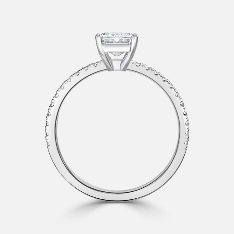 De La Luna Emerald Diamond Band Engagement Ring
