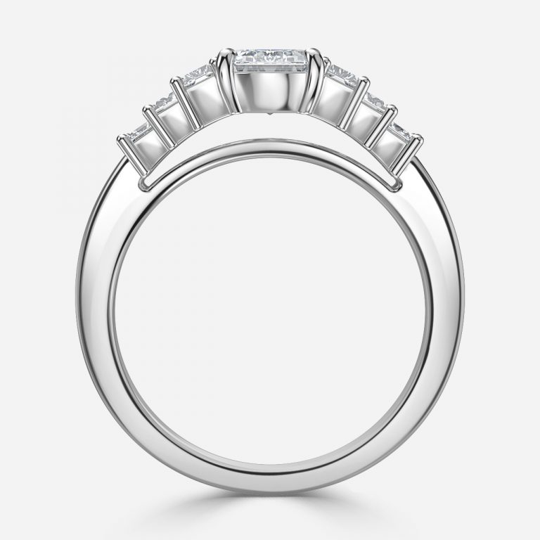 Emerald Three Stone Engagement Ring