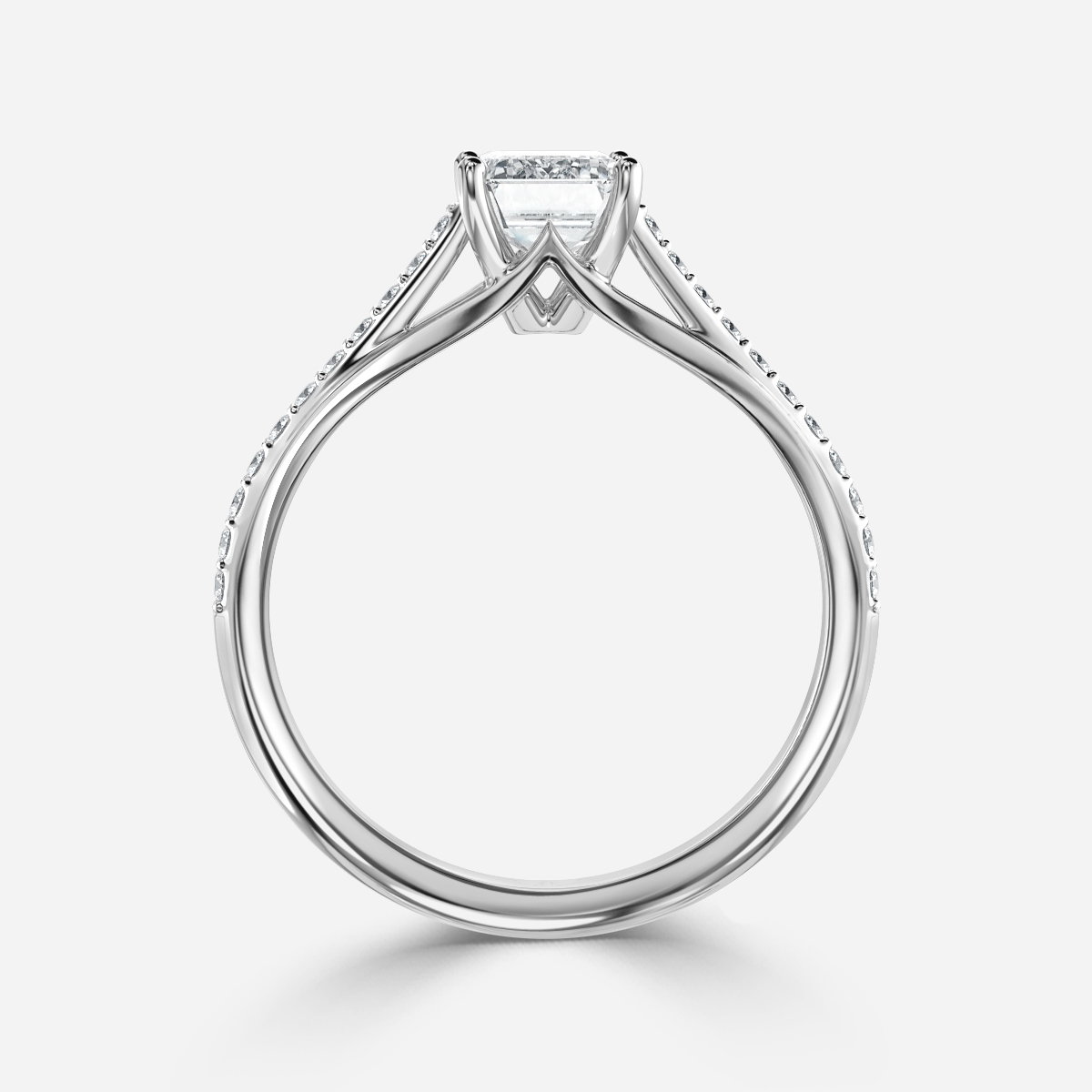 Emerald Diamond Band Engagement Ring