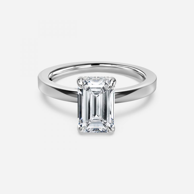 Emerald Hidden Halo Engagement Ring
