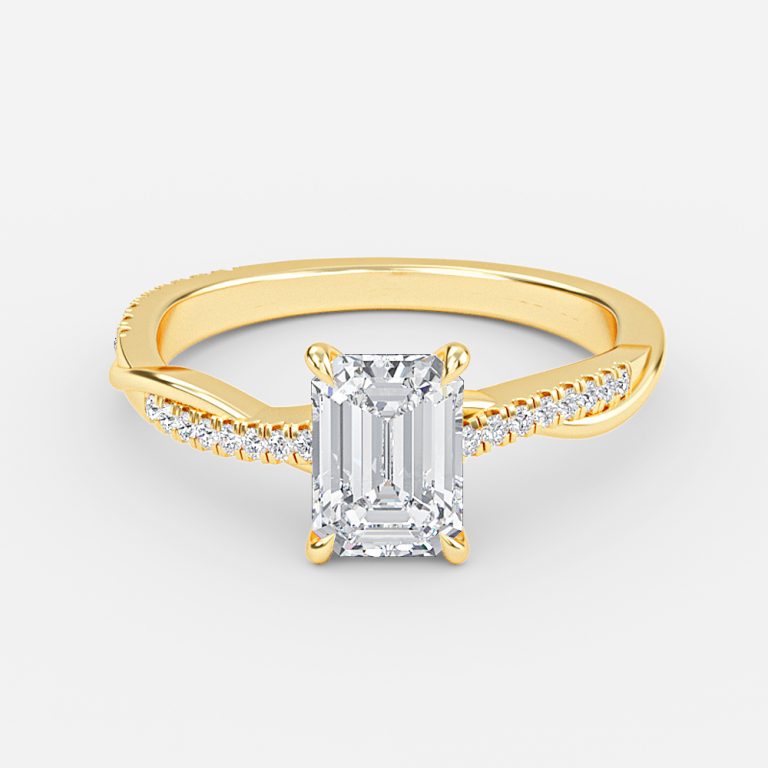 Emerald Diamond Band Engagement Ring