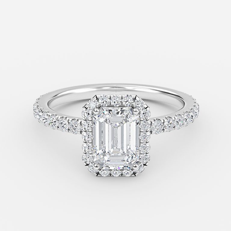 Emerald Halo Engagement Ring