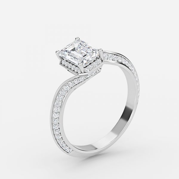 Emerald Hidden Halo Engagement Ring