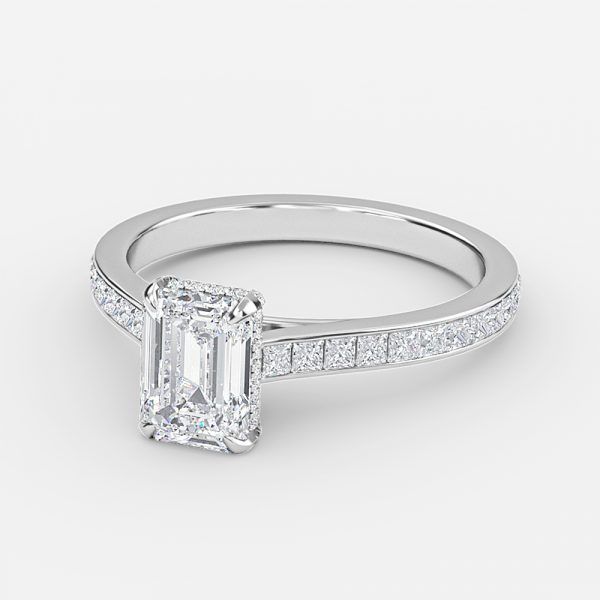 Emerald Hidden Halo Engagement Ring