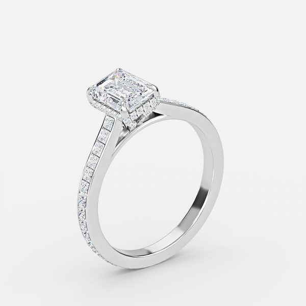 Emerald Hidden Halo Engagement Ring