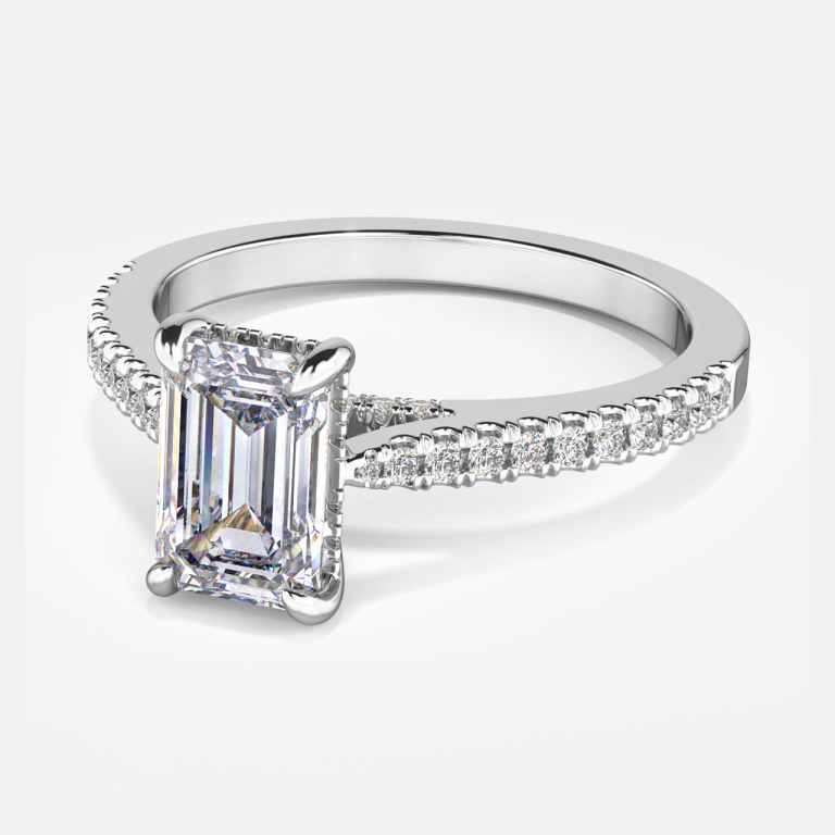 Emerald Hidden Halo Engagement Ring