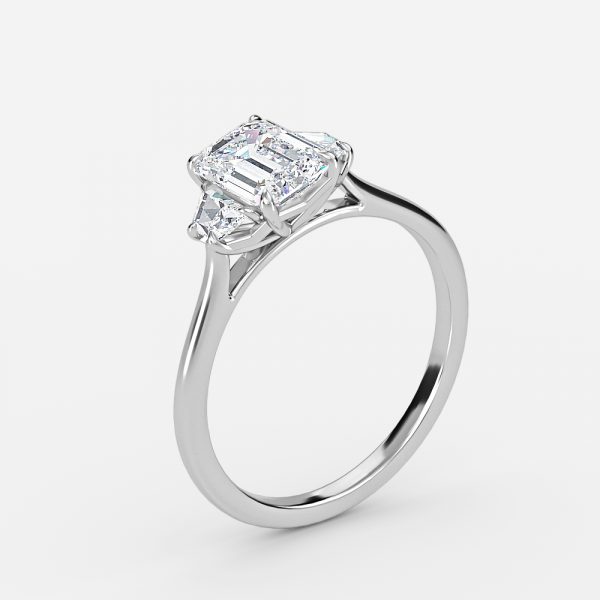 Emerald Three Stone Engagement Ring