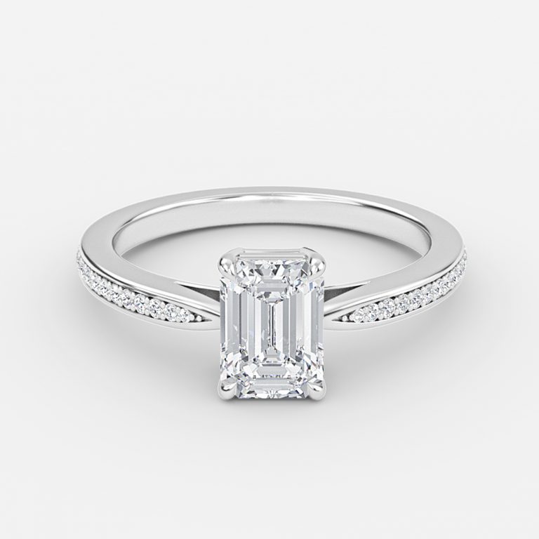 Emerald Diamond Band Engagement Ring