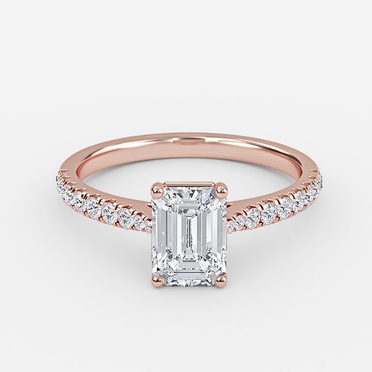 Emerald Diamond Band Engagement Ring