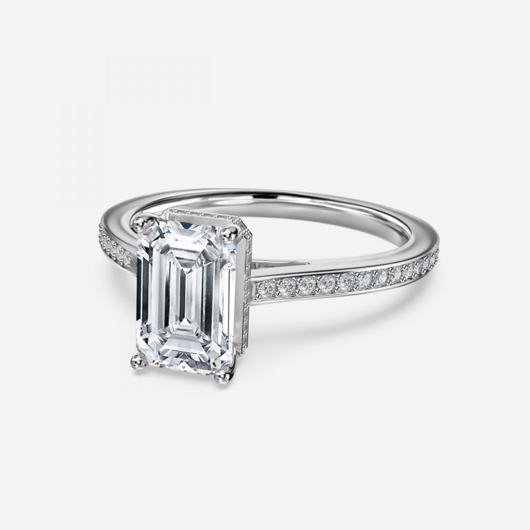 Emerald Hidden Halo Engagement Ring