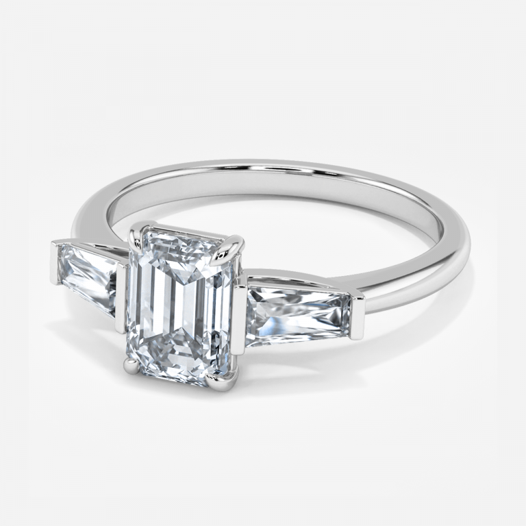 Emerald Three Stone Engagement Ring