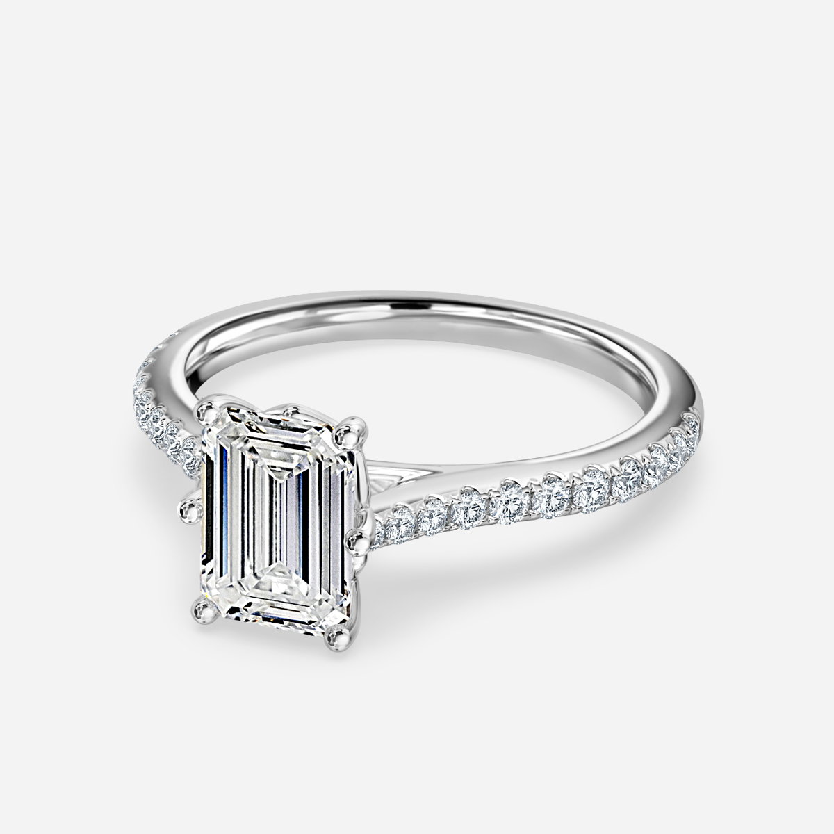 Emerald Diamond Band Engagement Ring