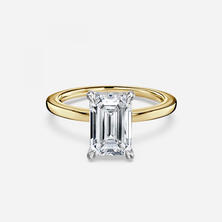 Emerald Hidden Halo Engagement Ring