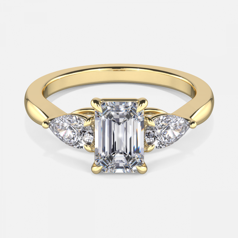 Emerald Three Stone Engagement Ring