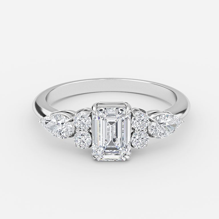 Emerald Three Stone Engagement Ring