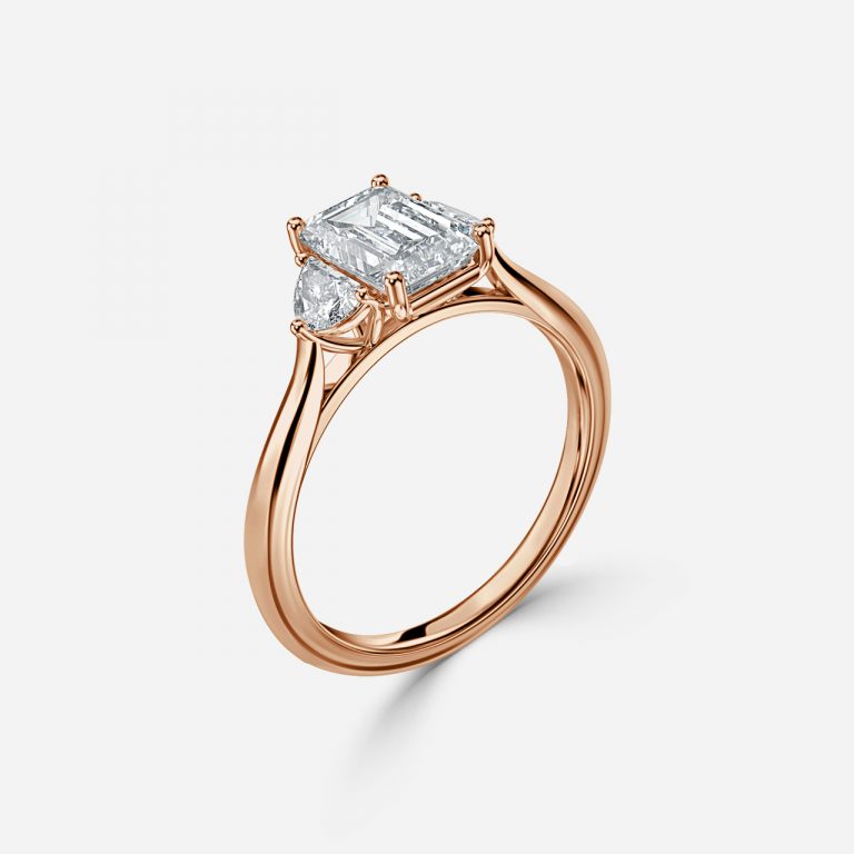 Emerald Three Stone Engagement Ring