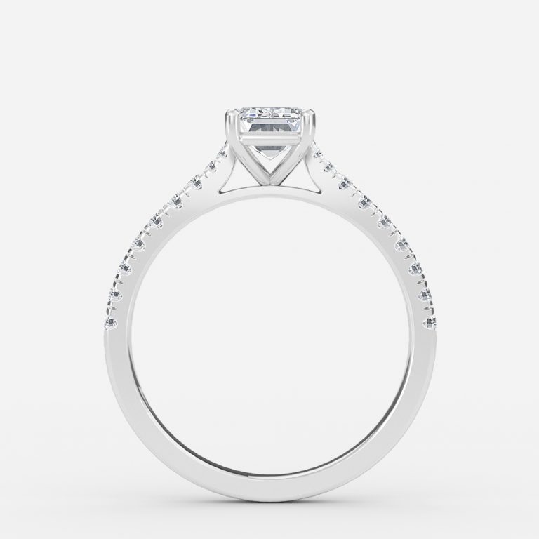 Emerald Diamond Band Engagement Ring