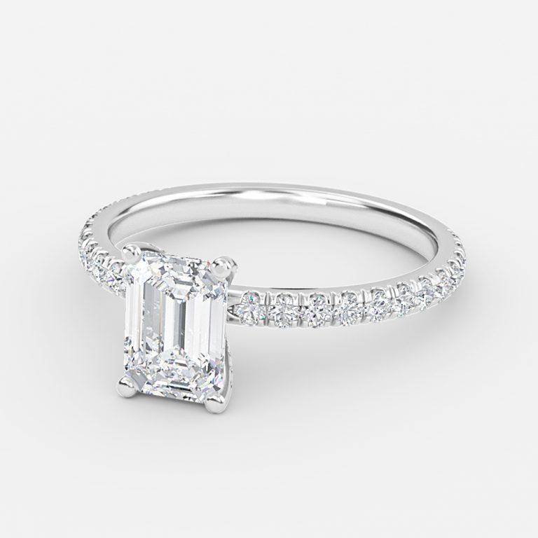 Emerald Diamond Band Engagement Ring