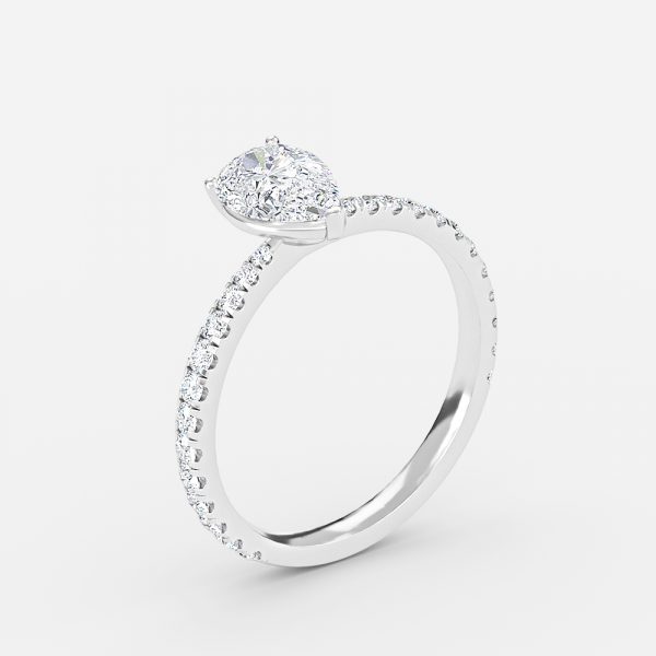 Pear Diamond Band Engagement Ring
