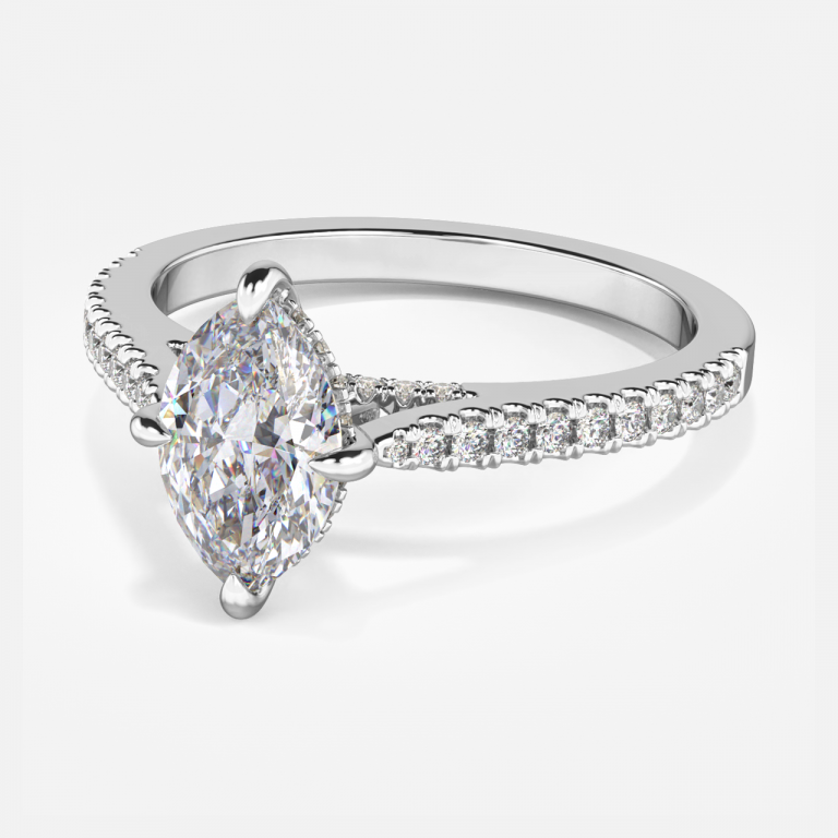Marquise Hidden Halo Engagement Ring