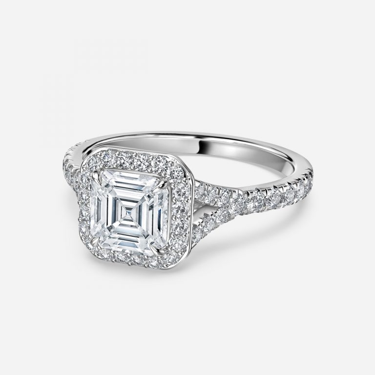 Asscher Halo Engagement Ring