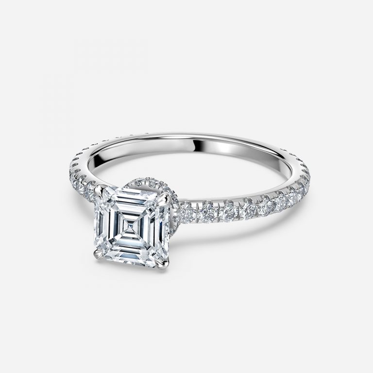 Asscher Hidden Halo Engagement Ring