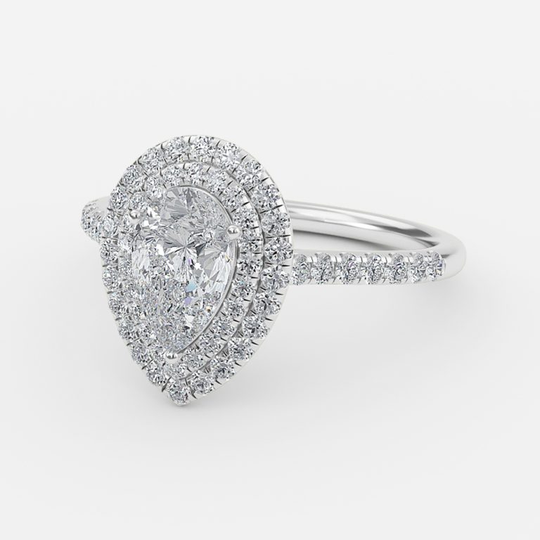 Pear Double Halo Engagement Ring