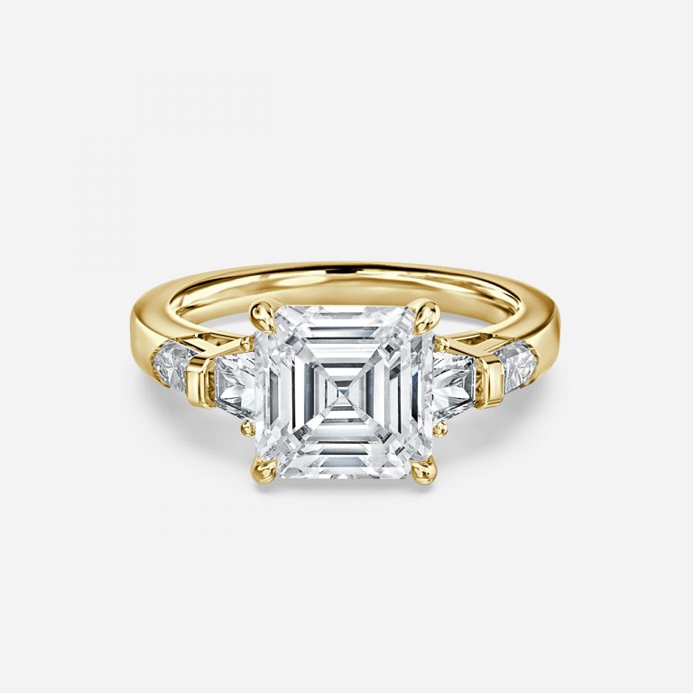 Asscher Three Stone Engagement Ring