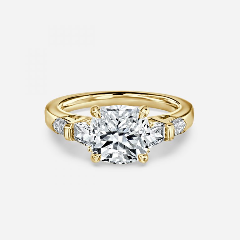Cushion Three Stone Engagement Ring