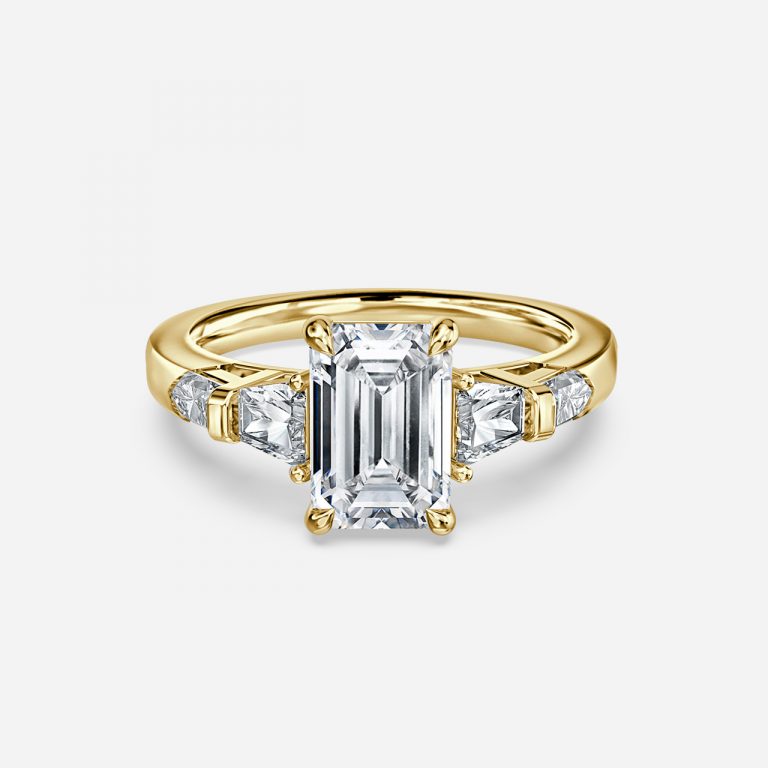 Emerald Three Stone Engagement Ring