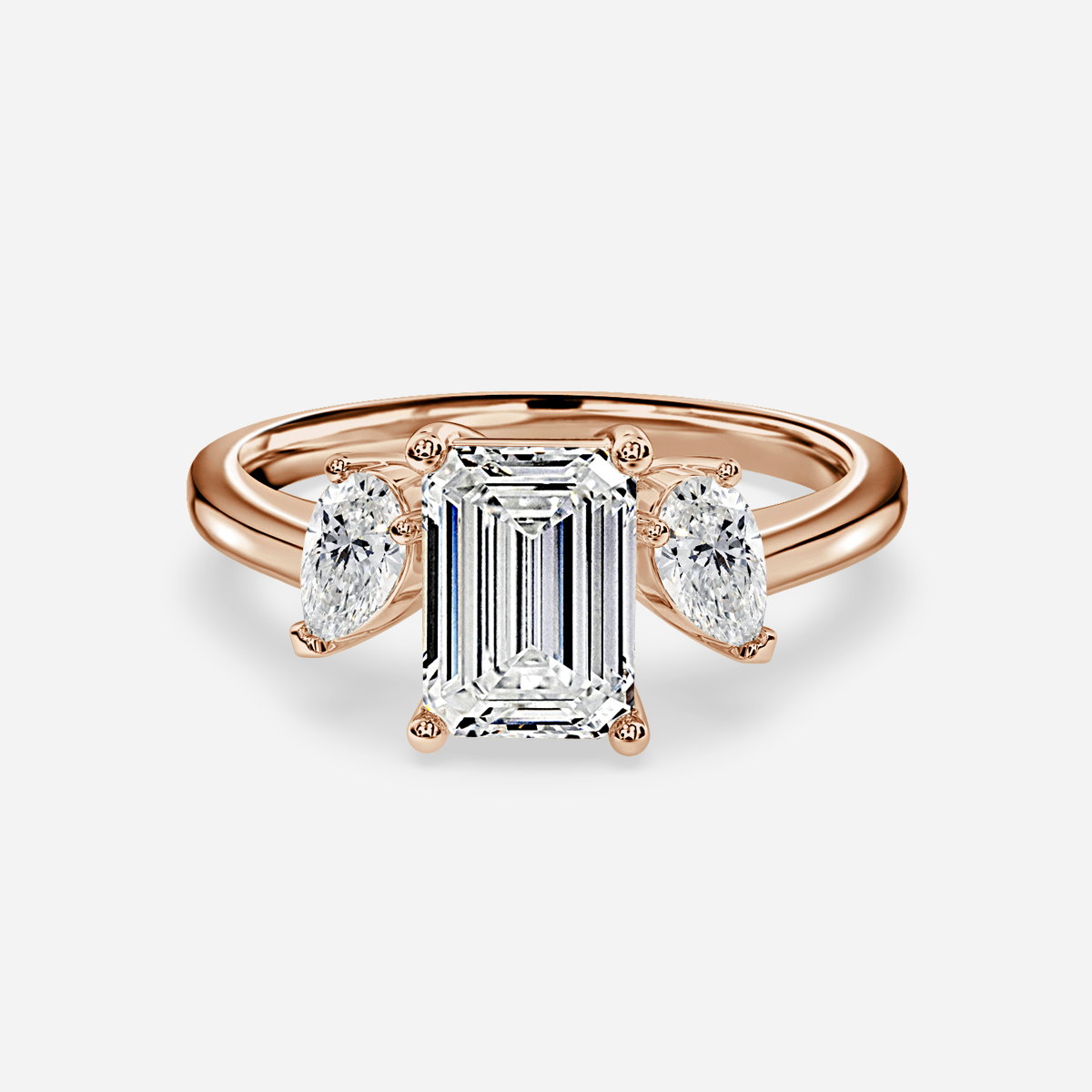 Emerald Three Stone Engagement Ring