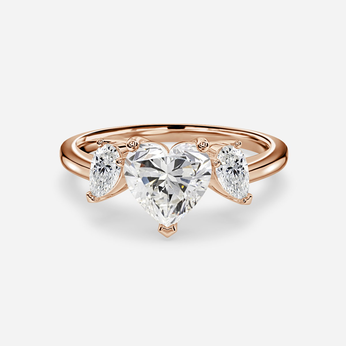 Heart Three Stone Engagement Ring