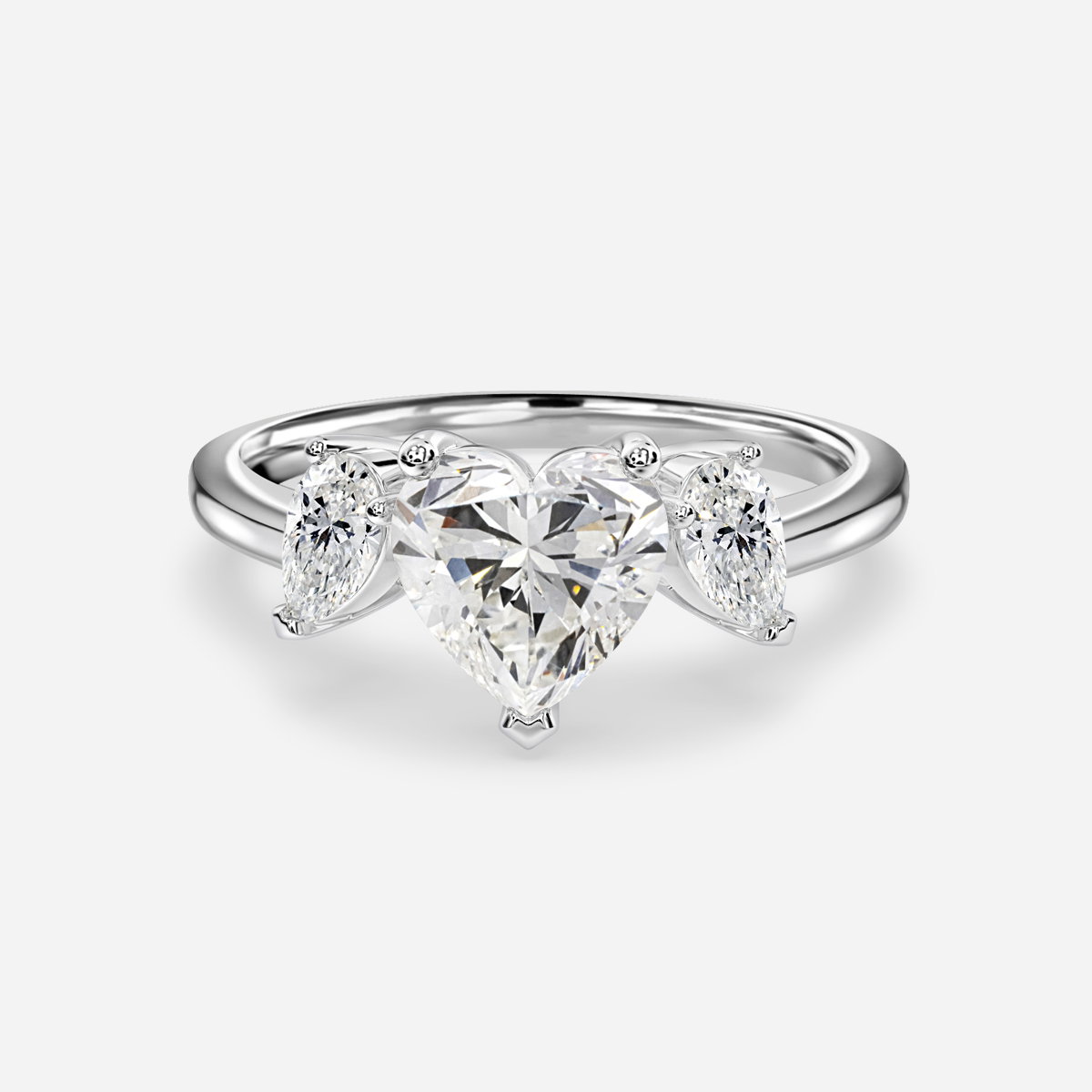 Heart Three Stone Engagement Ring