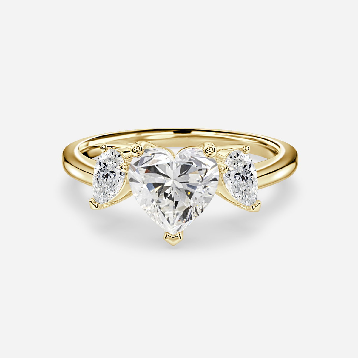 Heart Three Stone Engagement Ring