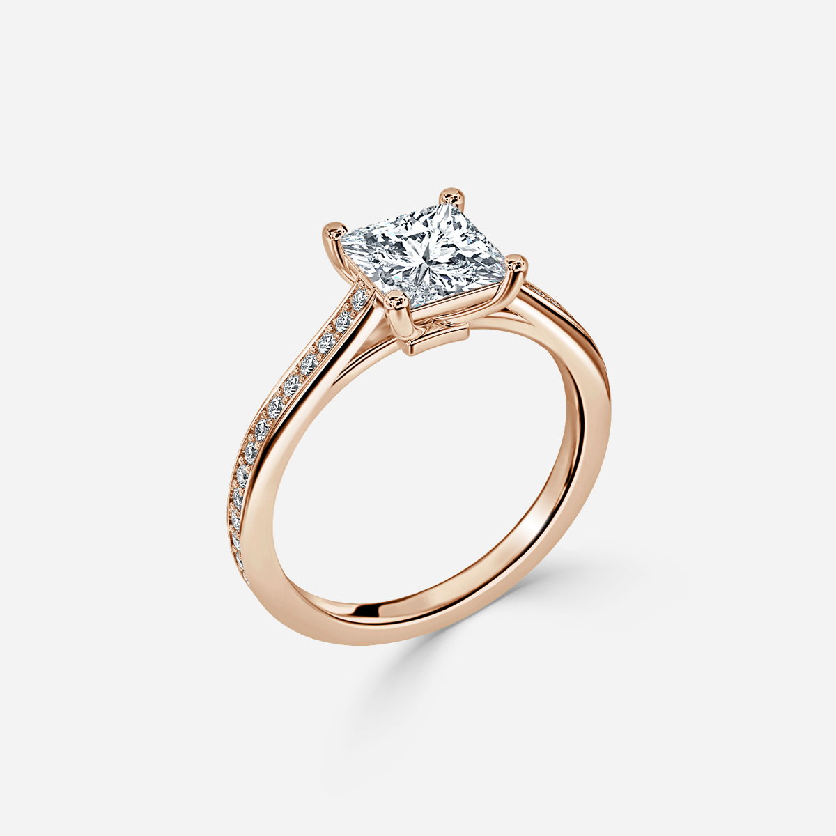 Princess Diamond Band Engagement Ring