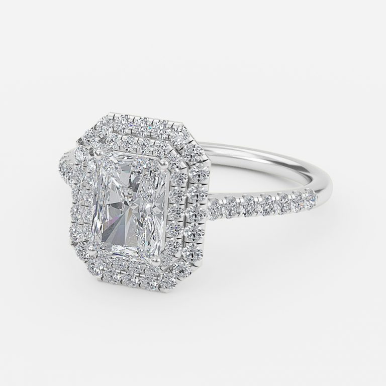 Radiant Double Halo Engagement Ring