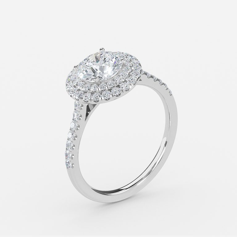 Round Double Halo Engagement Ring