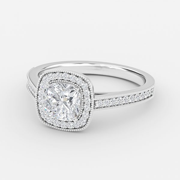 Cushion Halo Engagement Ring
