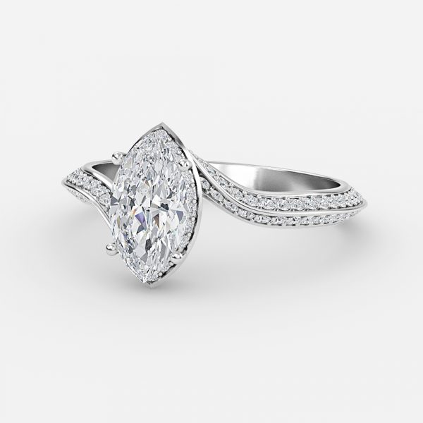 Marquise Hidden Halo Engagement Ring